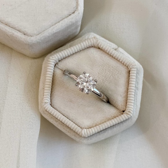 1ct Moissanite Round Solitaire Engagement Ring - Picture 8 of 12